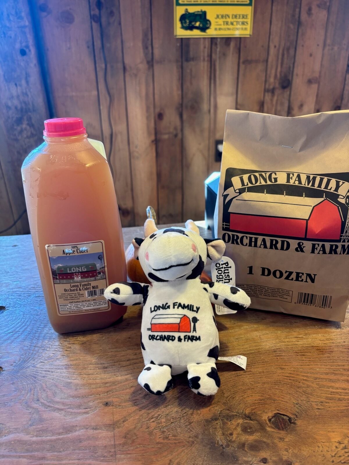 Fresh apple cider and hot donuts at the Long Family Orchard Cider Mill